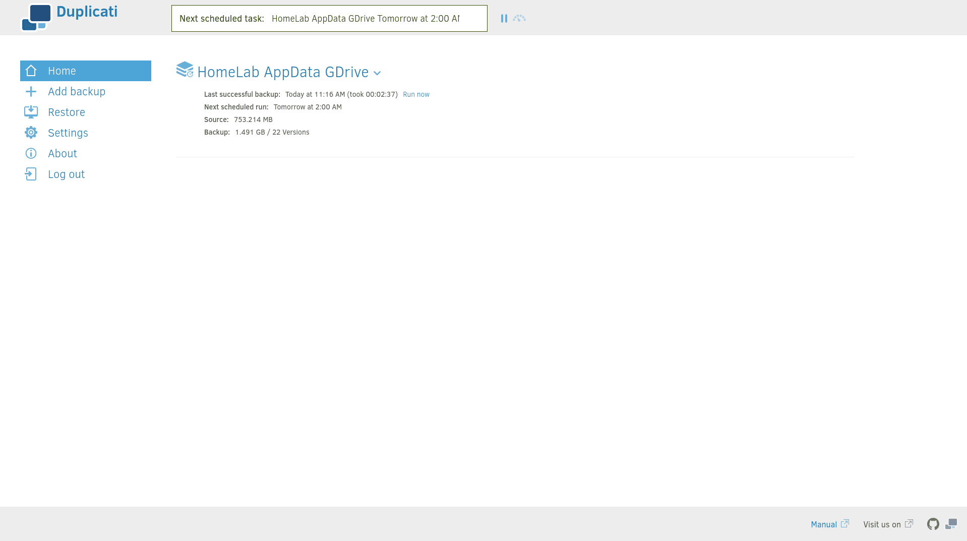 A diagram of the homelab Docker duplicaty.